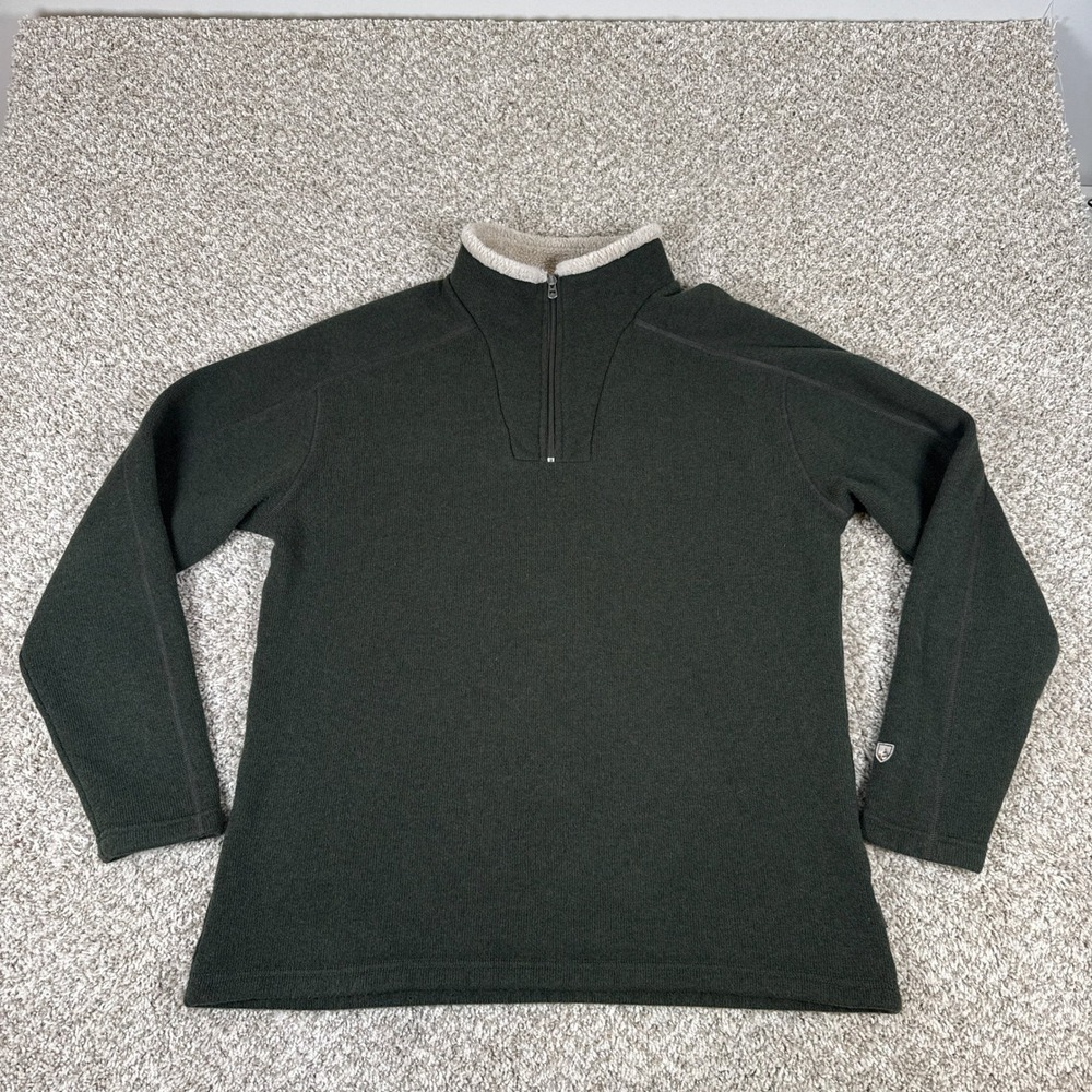 KUHL Sweater Mens‎ XXL Green Fleece Outdoor Gorpcore Sherpa 1/4 Zip Pullover
